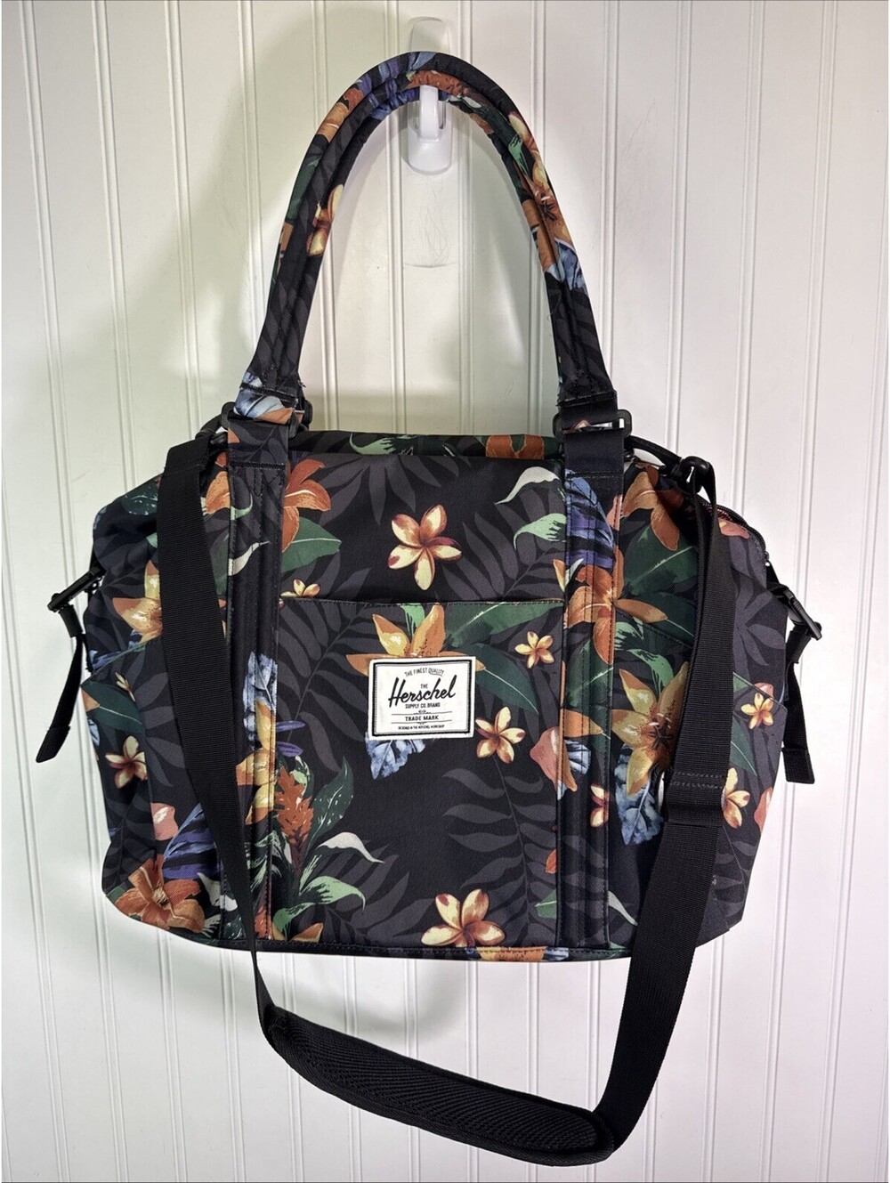 Herschel Supply Co. Strand Sprout Dark Summer Floral Detachable Strap Duffle Bag